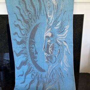 Sun + Moon Beach Towel in Blue + Gray 39 x 72 FLiPSiDE 2 Side Design Woven